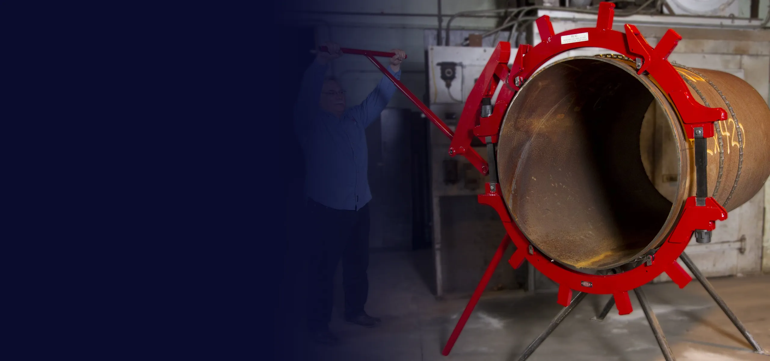REED RC42S döner boru kesici büyük çaplı boru üzerinde