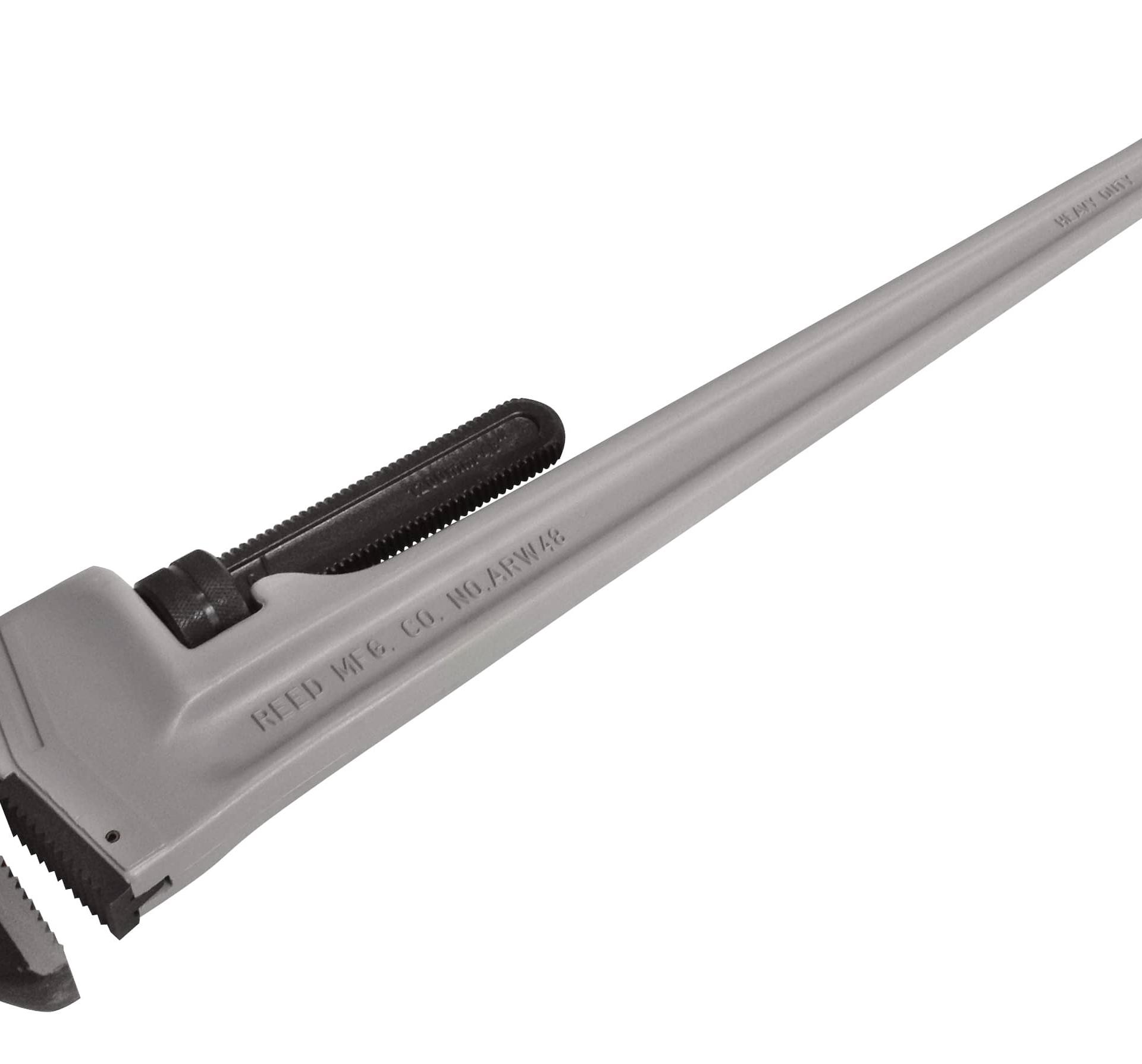 Heavy-Duty Straight Pipe Wrench, 48 in OAL, 1-1/2 to 6 in Jaw, Aluminum Jaw